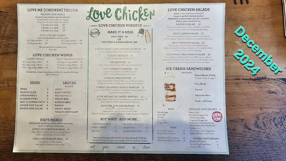 Menu Love Chicken Queenstown-1