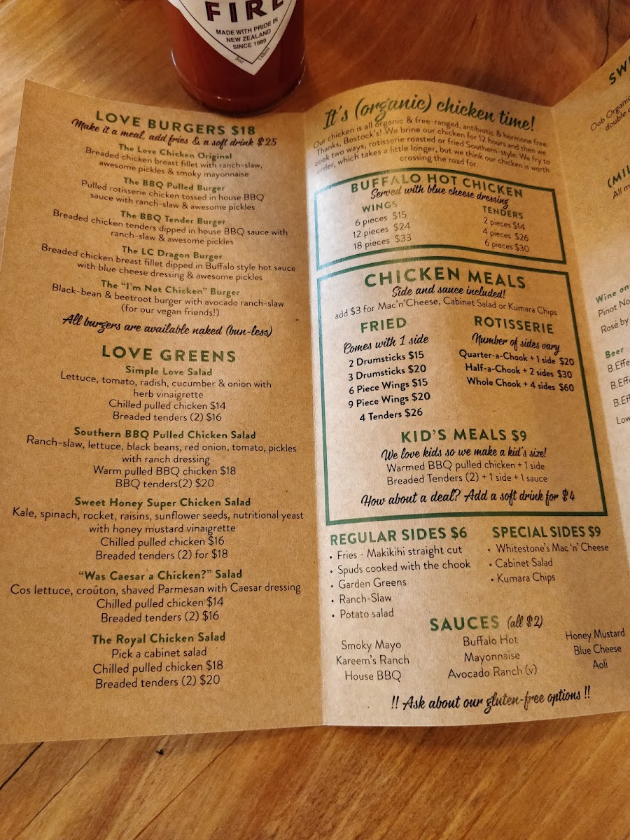 Menu Love Chicken Queenstown-9